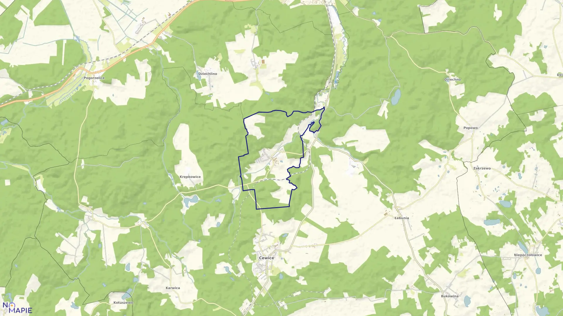 Mapa obrębu Maszewo Lęborskie w gminie Cewice