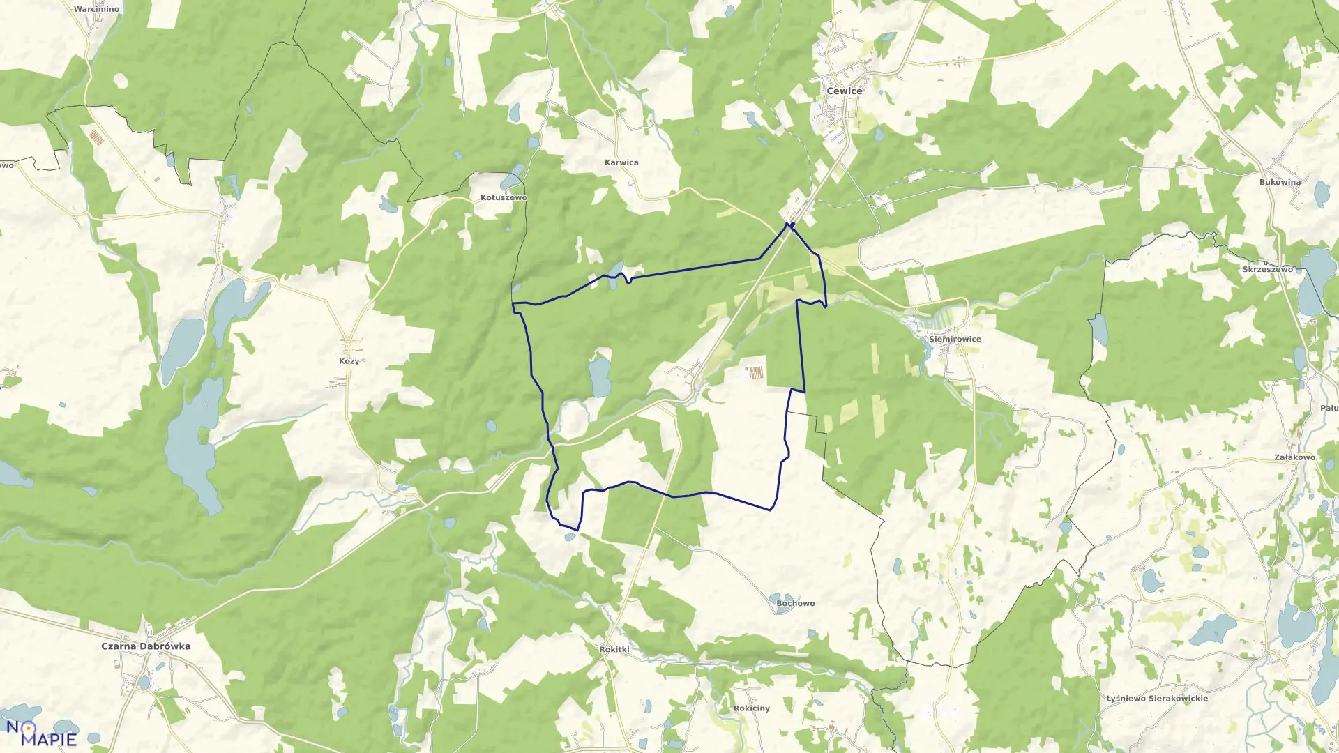 Mapa obrębu Oskowo w gminie Cewice