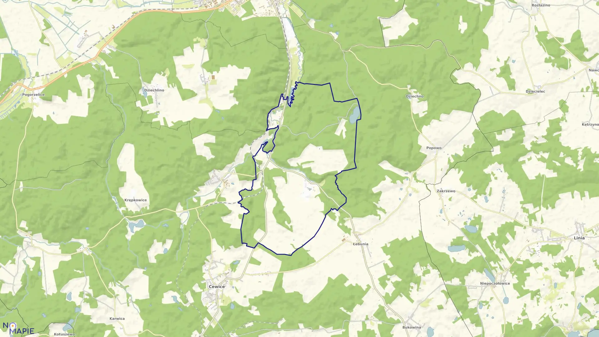 Mapa obrębu Osowo Lęborskie w gminie Cewice