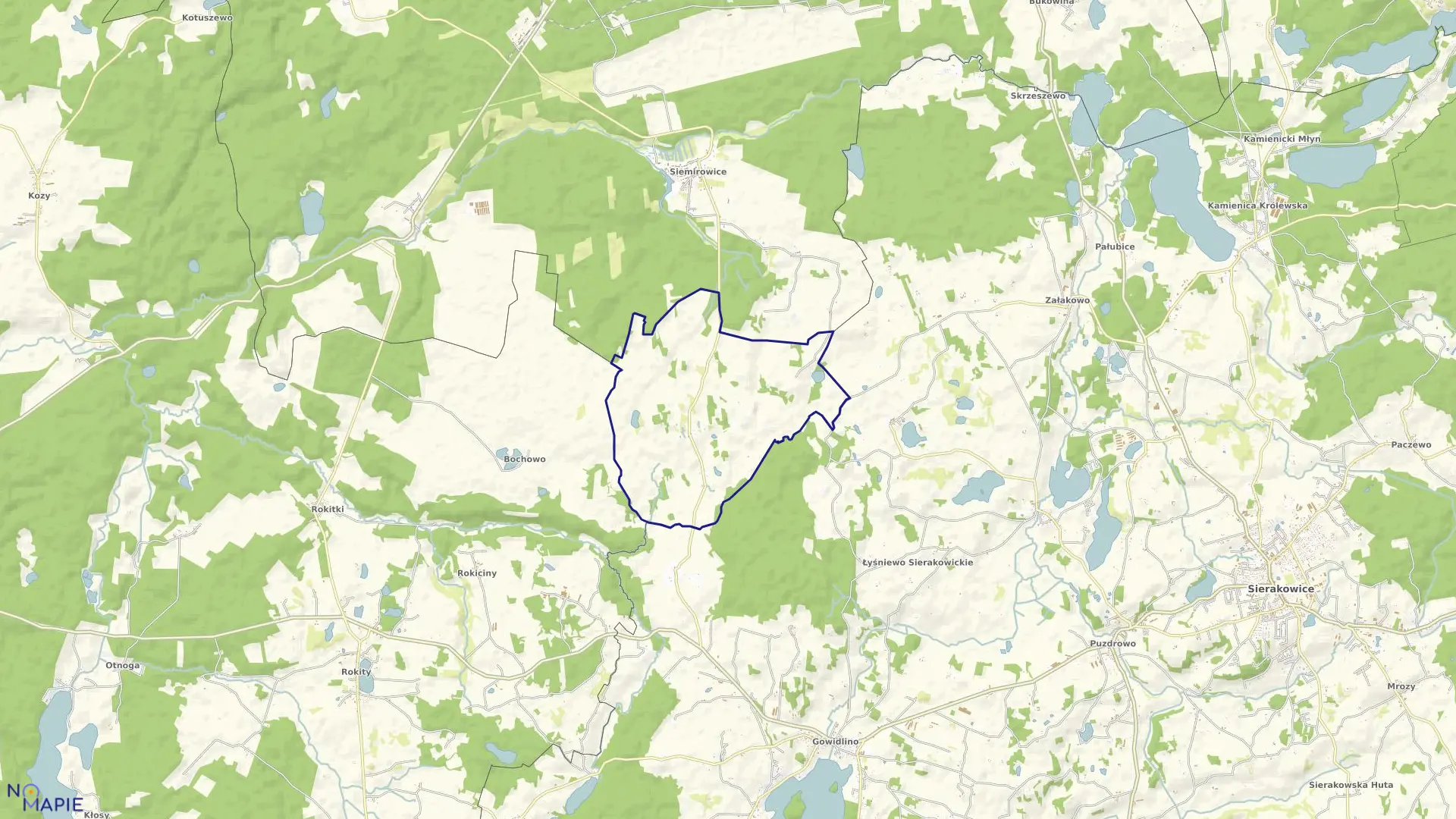 Mapa obrębu Pieski w gminie Cewice